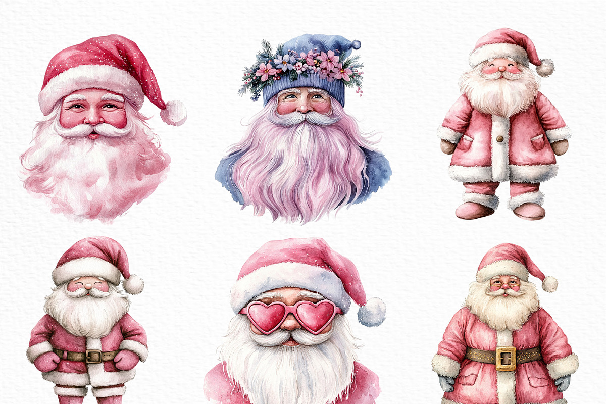 Pink Trendy Christmas Santa Png, an Illustration by Craft Nest (Photo 2 of 6)