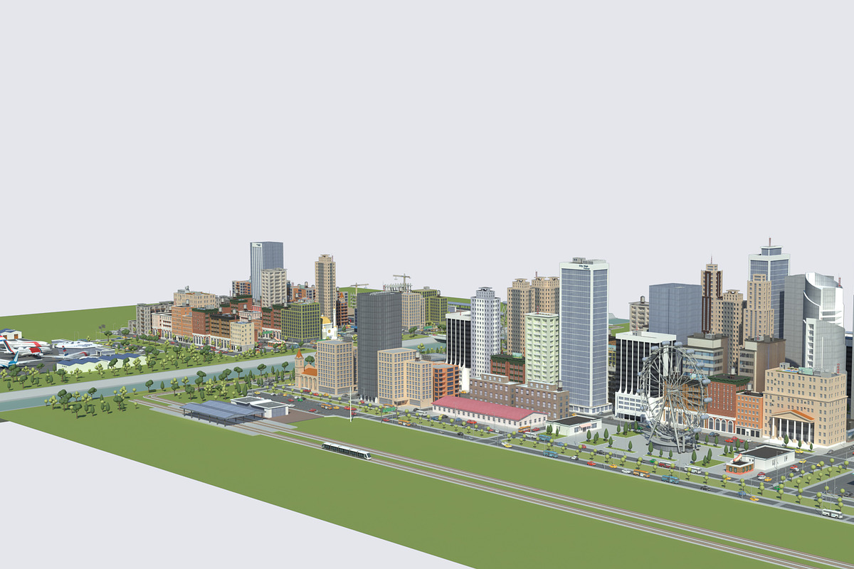 Realistic Lowpoly Simple City VR/AR, an Environmental 3D Model by NOMODOL (Photo 23 of 59)