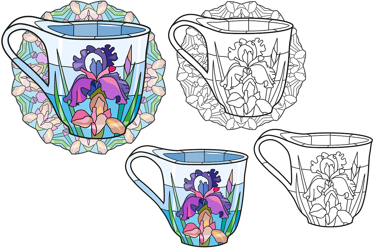 Cups for coloring pages, an Object Illustration by Watercolor fantasy (Photo 6 of 7)