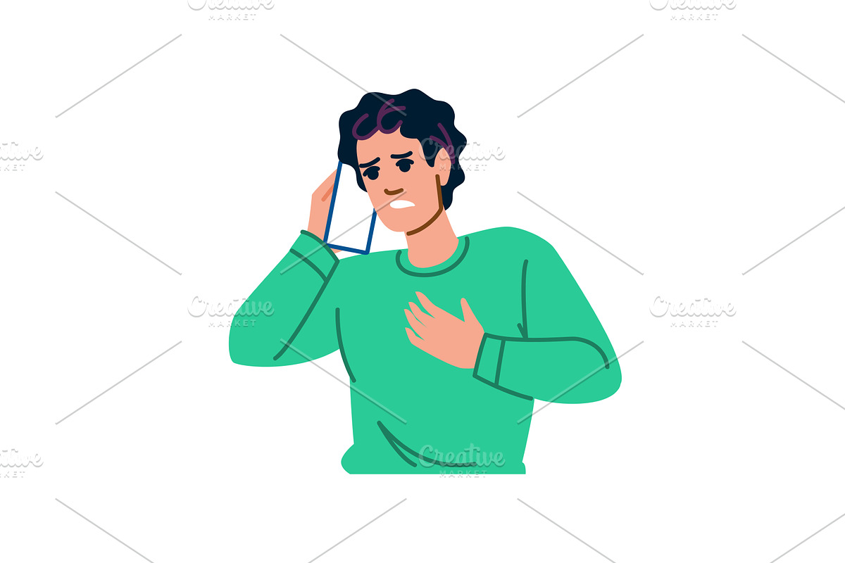 Worried man receiving bad news on, a Healthcare Illustration by pikepicture