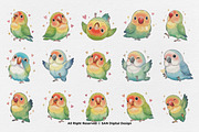 15 Bundle Watercolor Love Bird Cute, an Animal Illustration by Morspective (Thumbnail 8 of 8)