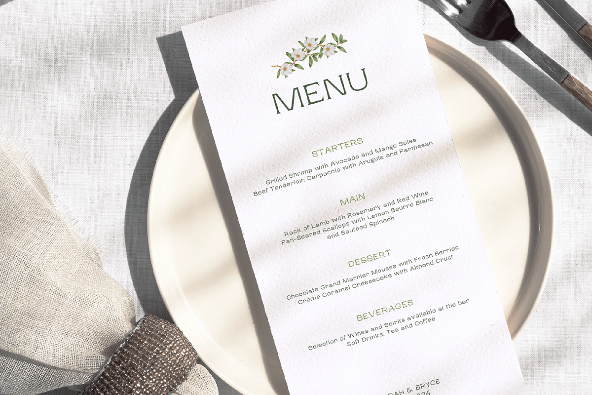 Green Floral Menu Set Templates, a Stationery Template by Paraná Studio (Photo 5 of 9)