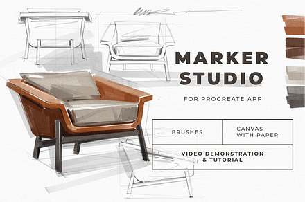 Marker Studio | Procreate Brushes, a Brush Add-On by Katsia Jazwinska