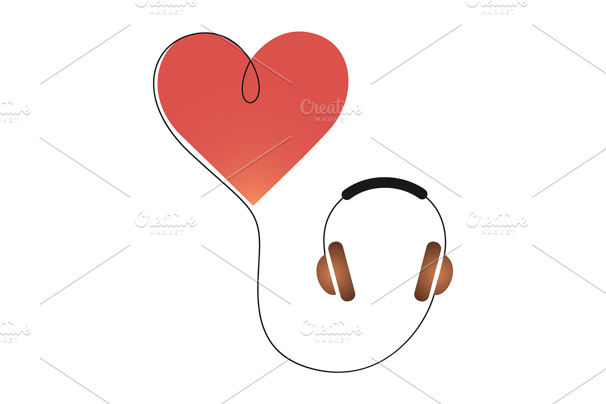 Heart Shaped Headphones Vector, an Object Illustration by Ghagra (Photo 2 of 3)