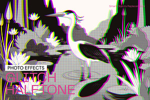 Glitch Halftone Photo Effect