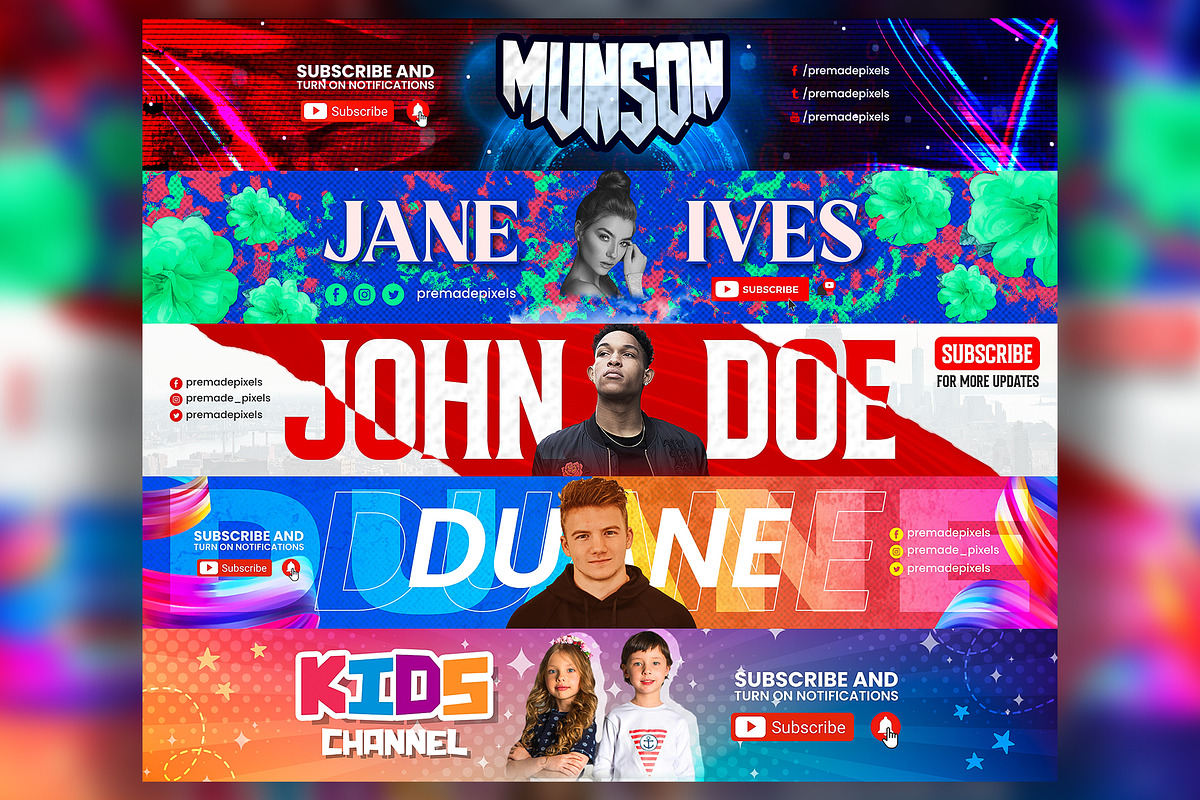 Youtube Channel Banners Set 13, a Social Media Template by PremadePixels.com (Photo 1 of 2)