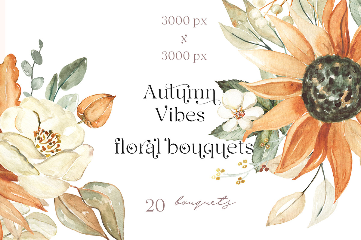 Autumn Vibes. Pumpkins Watercolor, an Illustration by LABFcreations (Photo 21 of 21)