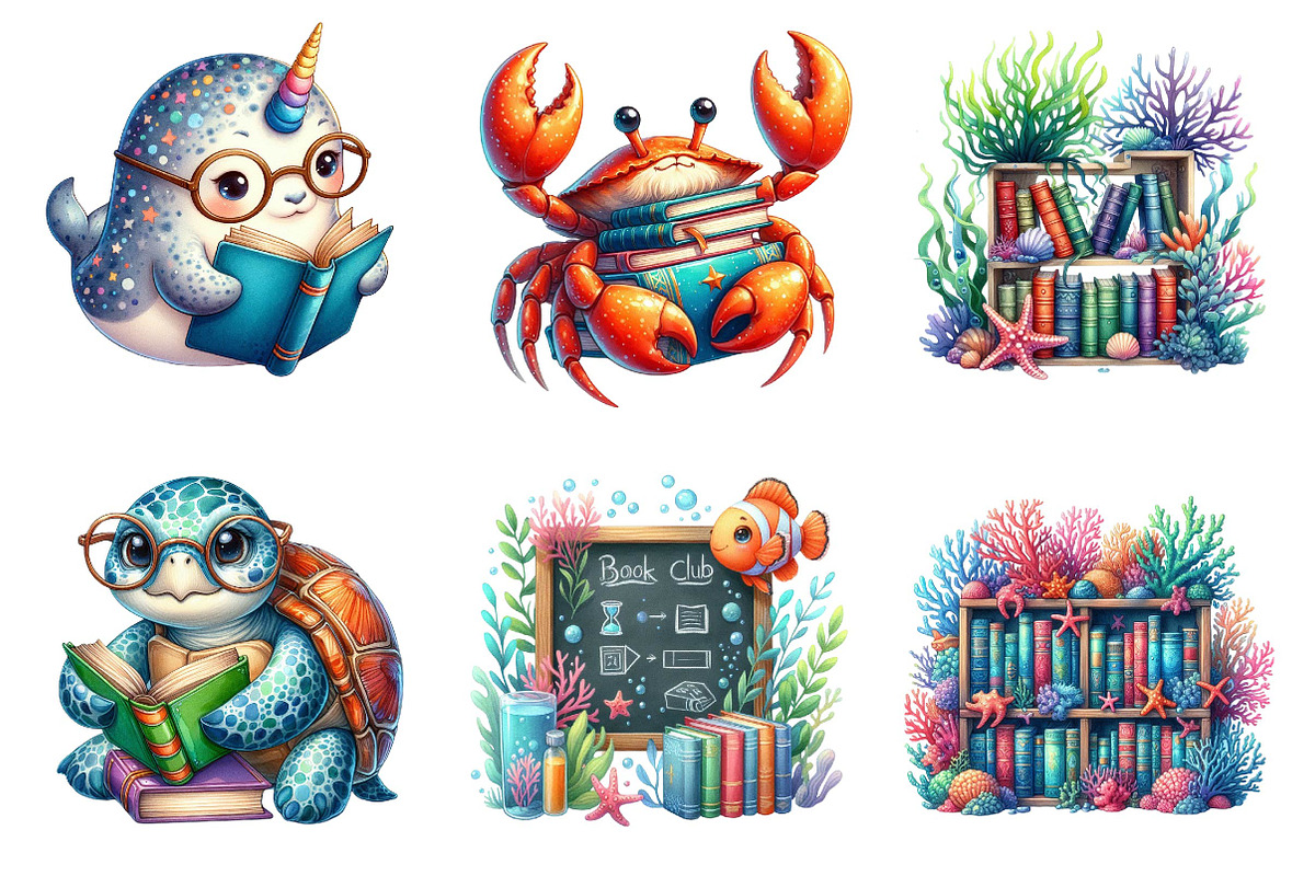 Undersea Reading Clipart, an Illustration by Dream Creation (Photo 3 of 6)