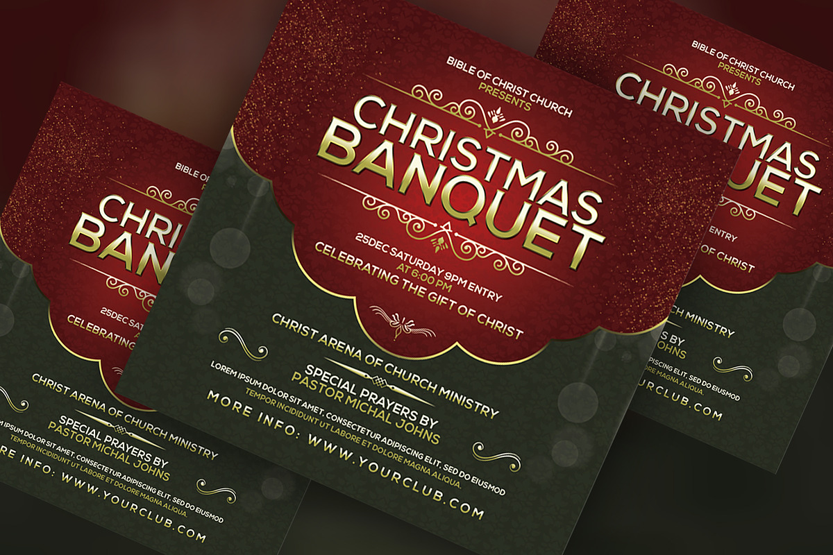 Christmas Banquet Church Flyer, a Flyer Template by AfzaalGraphics (Photo 2 of 2)