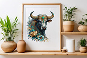 Watercolor Highland Cow PNG Clipart, a Seasonal Illustration by Craft Nest (Thumbnail 6 of 6)