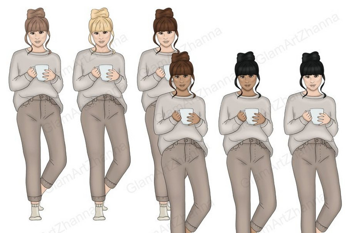 Giving Thanks Girls Clipart, a Person Illustration by GlamArtZhanna (Photo 4 of 4)