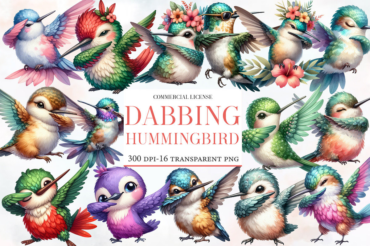 Cute Dabbing Hummingbird Sublimation, an Illustration by Designworld (Photo 1 of 5)