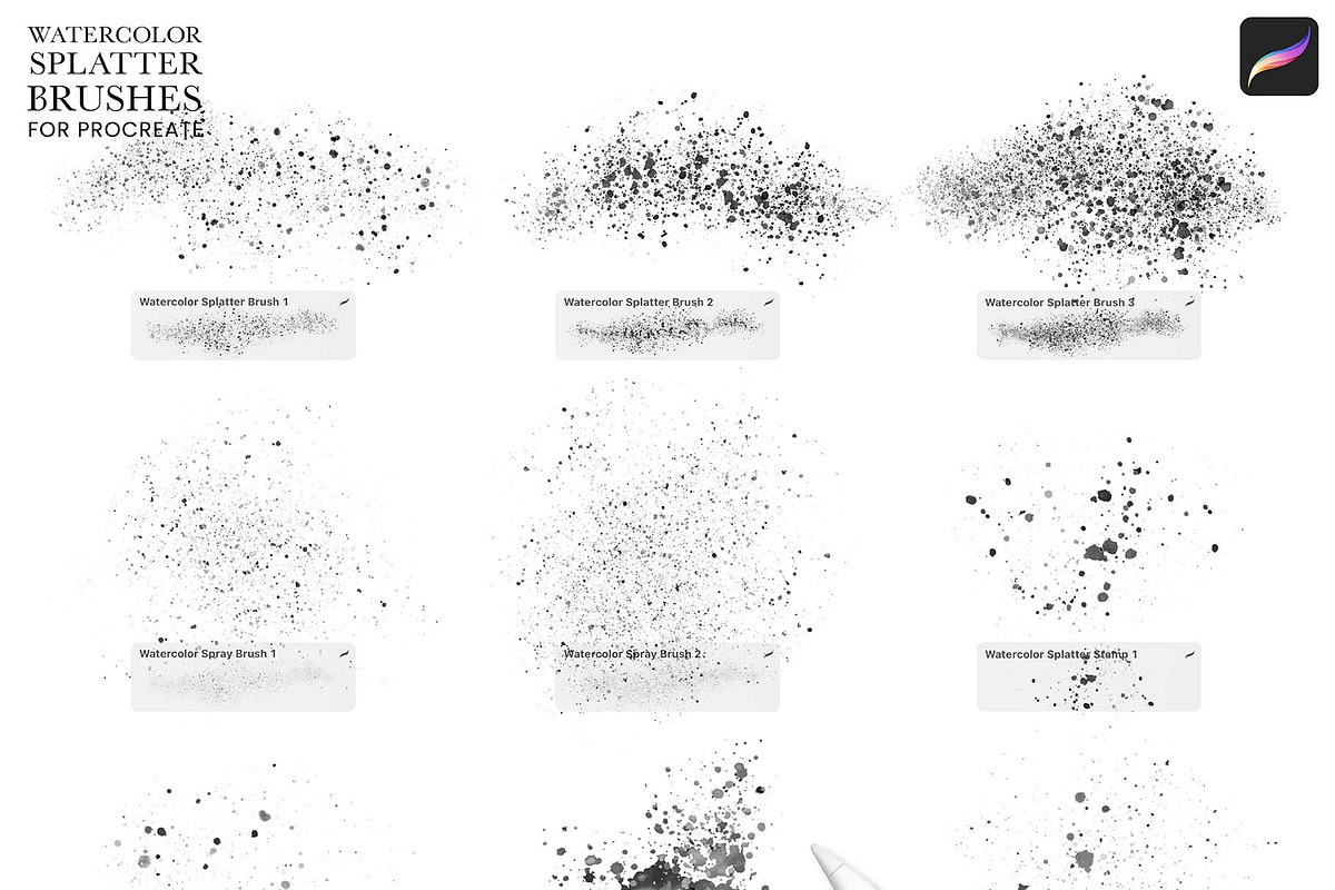 Watercolor Splatter Brushes, a Brush Add-On by Julia Dreams (Photo 3 of 5)