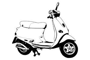 Scooter parked isolated graphic, a Transportation Illustration by DanFLCreativo
