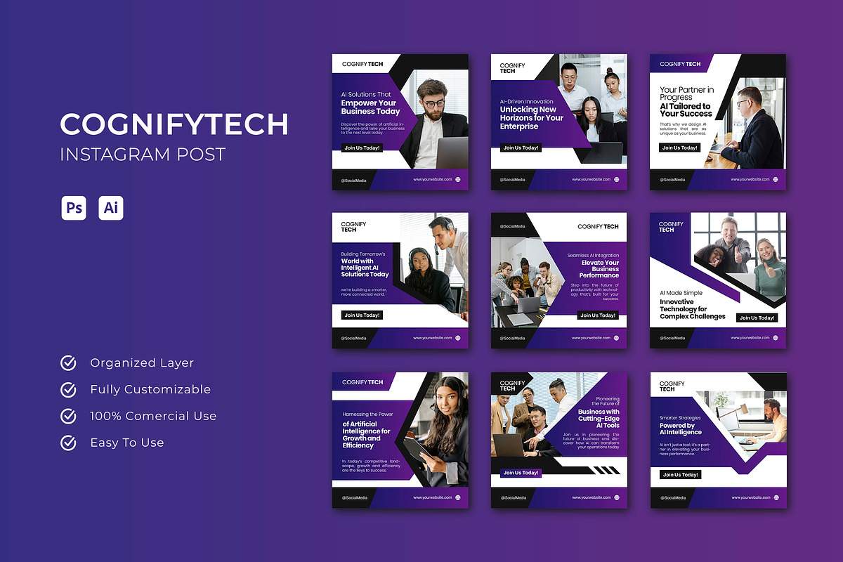 Cognifytech - Instagram Post, a Social Media Template by Esensifiksi.studio (Photo 1 of 3)