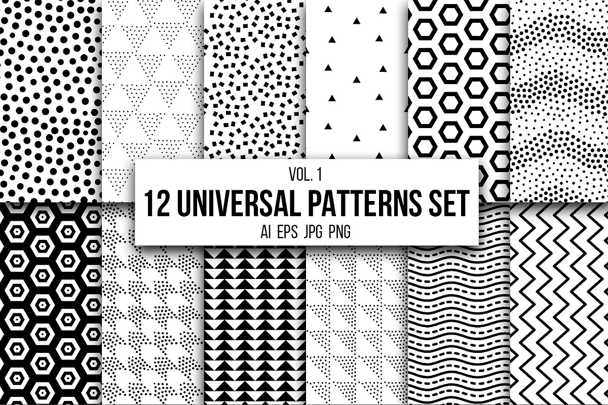 12 Universal patterns set, a Pattern Graphic by softulka