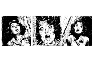 Woman maniac fleeing ink sketch, an Illustration by Stock-Smart-Start