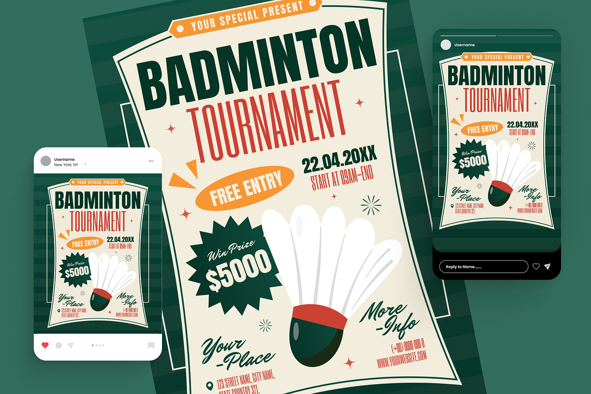 Classic Badminton Flyer Set, a Flyer Template by Annora Studio (Photo 2 of 6)
