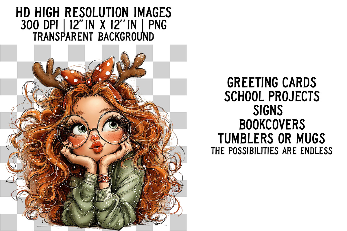 Christmas Fashion Girl Clipart, an Illustration by Craft Nest (Photo 2 of 6)