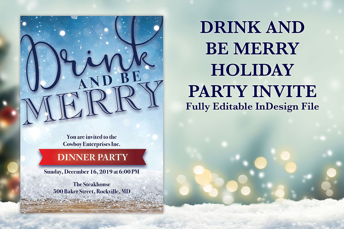 Be Merry Holiday Party Invite, an Invitation Template by BF Studios (Photo 1 of 2)