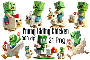 Funny Riding Chicken, Cute Gaming,, an Object Graphic by DollarSmart