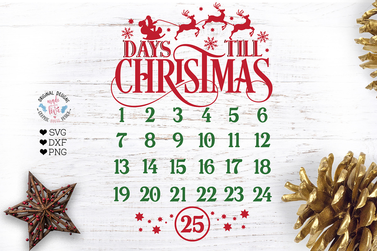 Days Till Christmas Countdown, an Illustration by Graphic House Design P.C