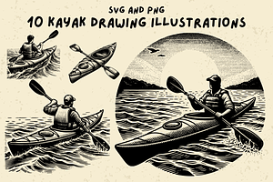 Kayak Illustrations Bundle SVG PNG