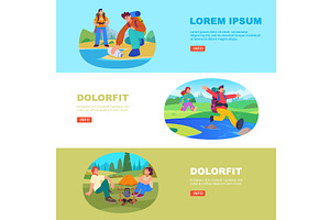 Picnic banners. hiking tourists, a Sport Illustration by Onyx