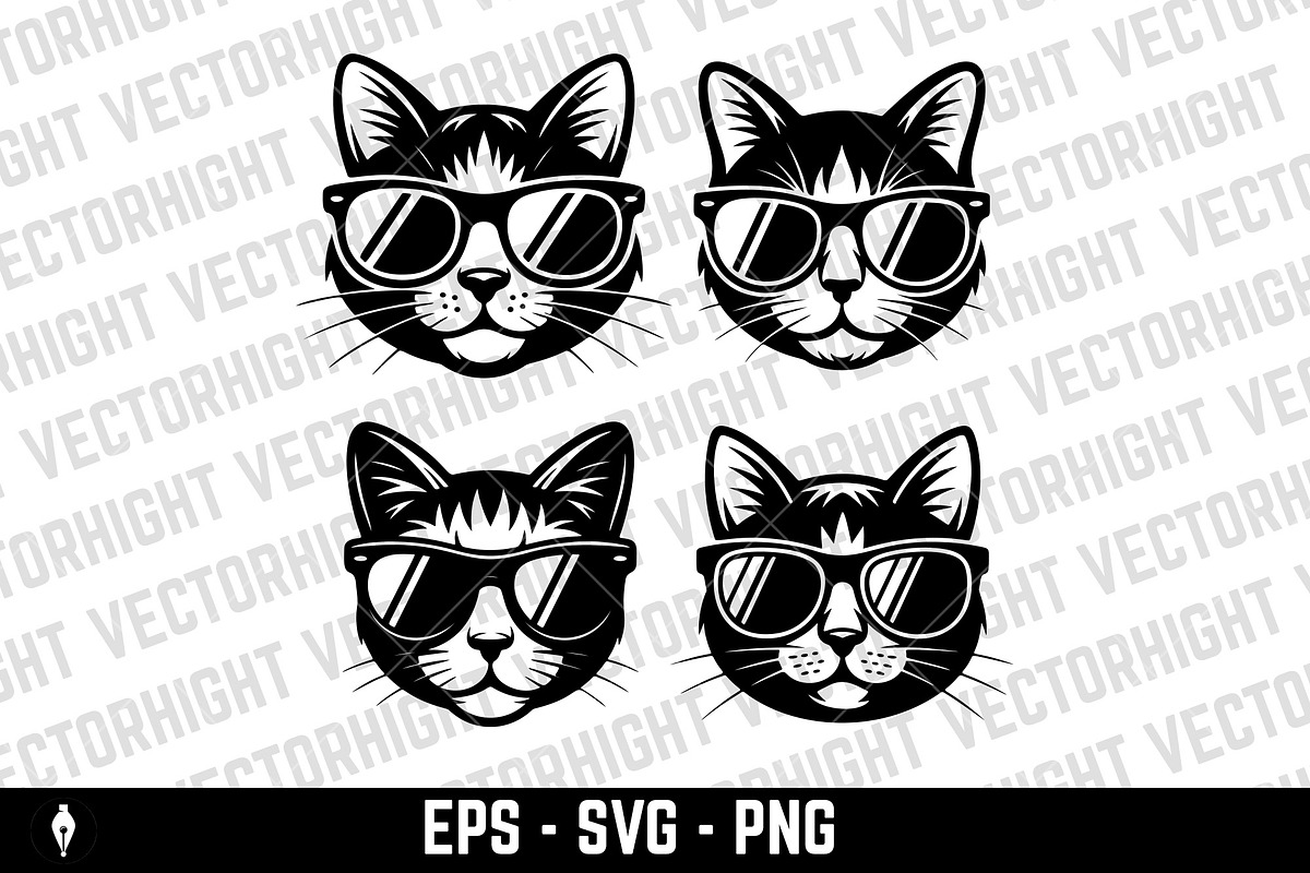 Logo of a cat wearing sunglasses, an Animal Illustration by Vectorhight (Photo 2 of 3)