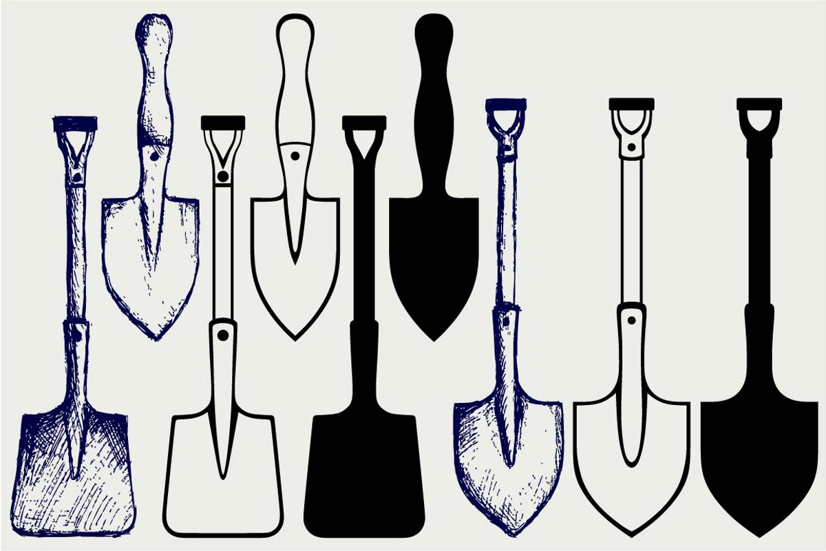 Shovels and spades SVG, an Outline Icon by LineworkStock