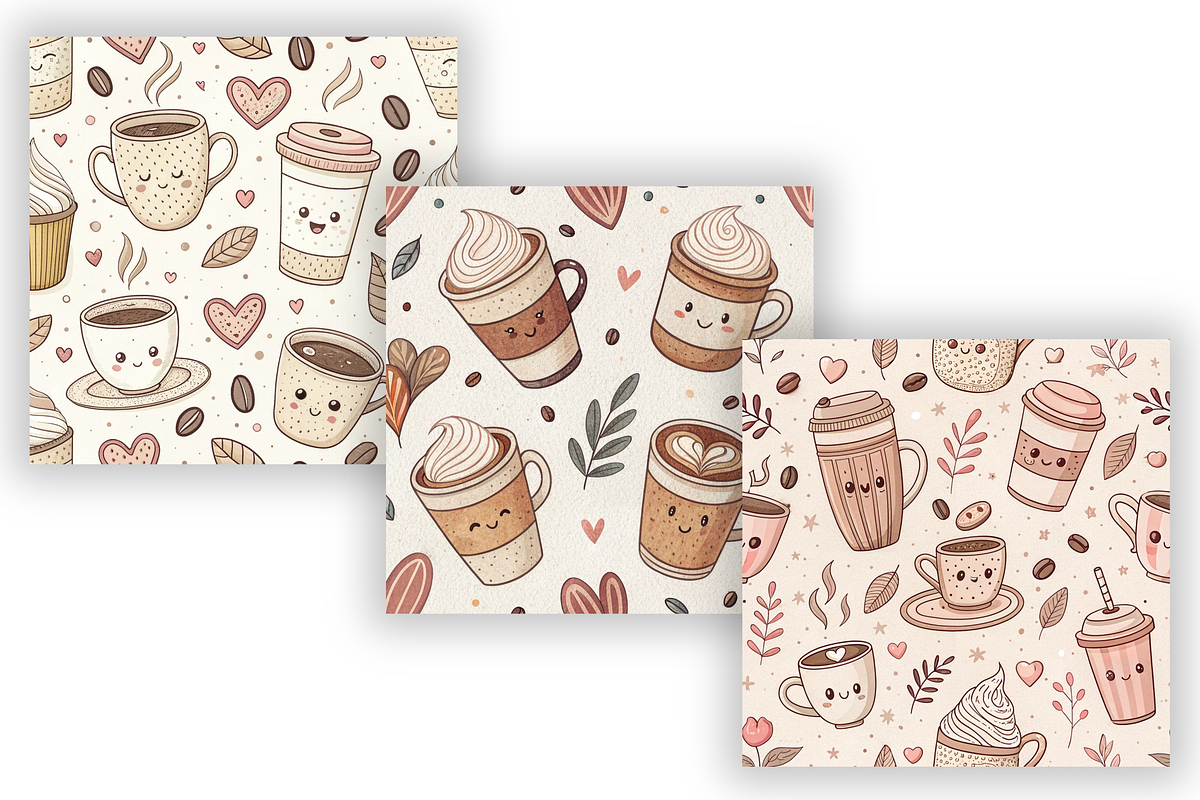 Cute Coffee Seamless Digital Paper, a Pattern Graphic by FloridPrintables (Photo 5 of 7)