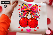 Cherries In Yarn Texture With Bow, an Illustration by CreationArt (Thumbnail 1 of 5)