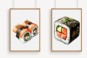 Watercolor Sushi Clipart Bundle, an Illustration by Libby Wishes (Thumbnail 5 of 7)