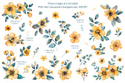 Bees and flowers watercolor clipart, a Seasonal Illustration by Anna Druzhkova (Thumbnail 2 of 17)