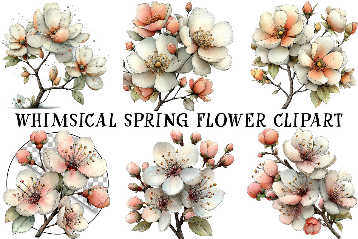 Whimsical Spring Flower Clipart, an Illustration by OK Design (Photo 2 of 6)