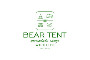 Vintage Retro Bear Tent Logo, a Branding & Logo Template by Buqancreative