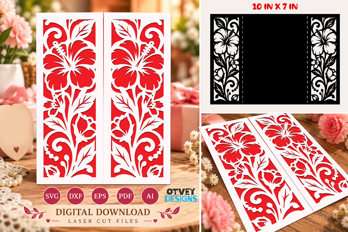 Floral Papercut Greeting Card SVG, a Decorative Illustration by OTVEY ...