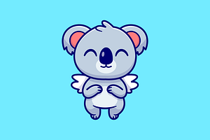 Cute Koala Angel Flying Cartoon, an Animal Illustration by Catalyst Labs