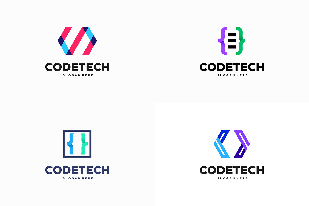 Set of Modern Coding logo designs, a Branding & Logo Template by Lucky Creative (Photo 2 of 5)