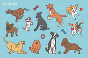 Playing Dogs Patterns & Elements, an Animal Illustration by monkik (Thumbnail 2 of 12)