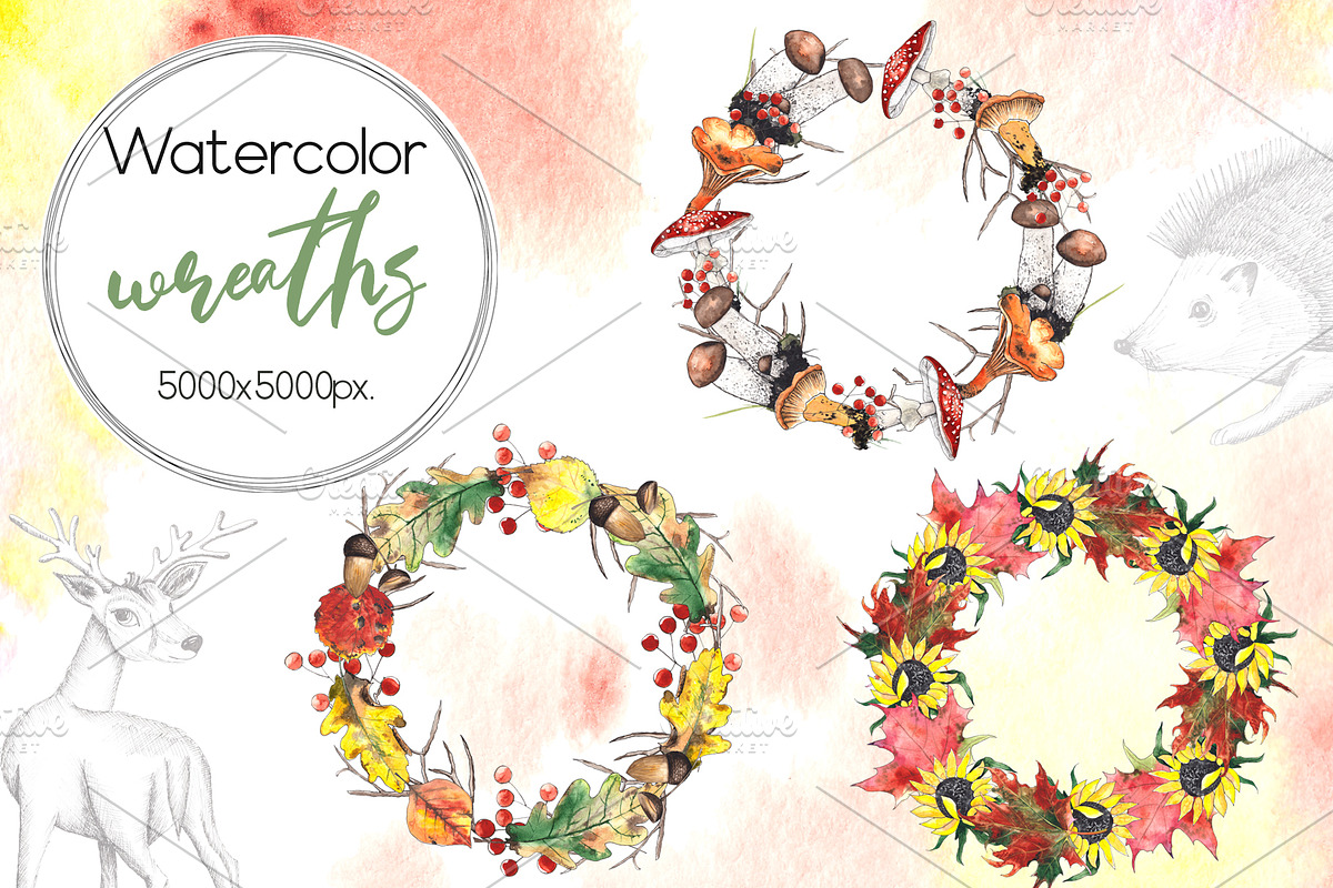 Autumn. Watercolor & graphic set, an Object Graphic by Ana-Sakuta (Photo 2 of 15)