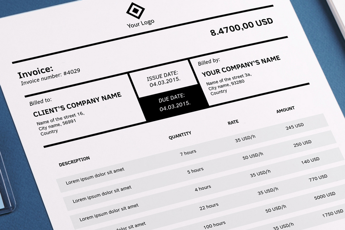 Invoicing Template (InDesign), a Stationery Template by Design Shop (Photo 3 of 5)