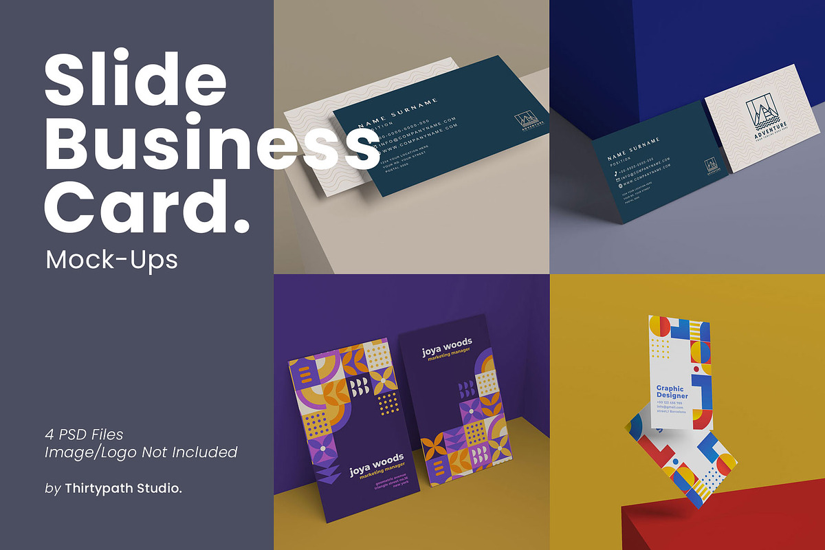 Slide Business Card Mock Ups, a Print Template by Thirtypath Studio (Photo 1 of 5)