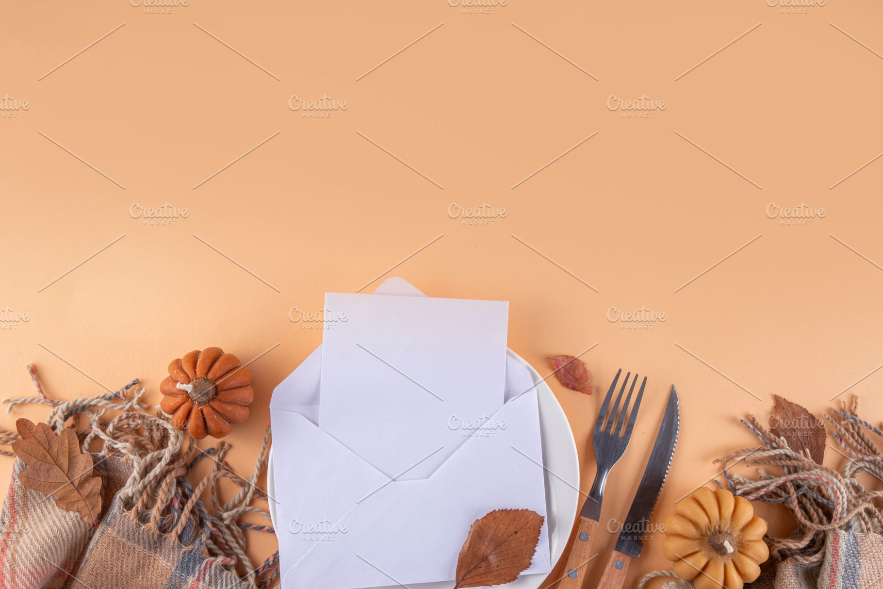 Autumn table setting, party invitation mockup, a Holiday Photo by Rimma