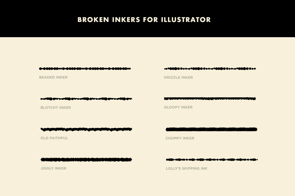 Broken Inkers for Adobe Illustrator, a Brush Add-On by RetroSupply Co.