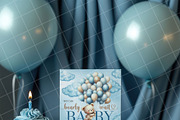 Boy birthday invitation card mockup, an Advertising Mockup by Blush Roses Print (Thumbnail 5 of 7)