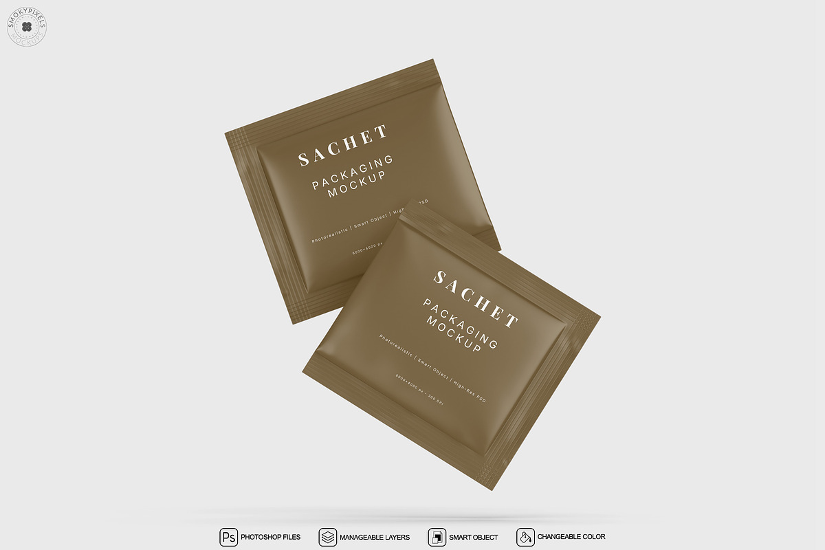 Sachet Mockups, a Packaging Mockup by SmokyPixels (Photo 6 of 6)