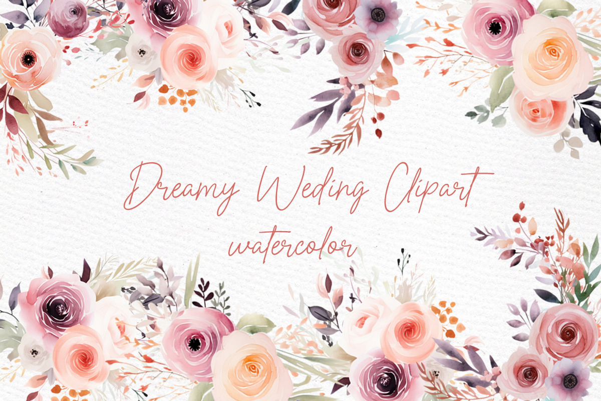 Watercolor Peony Flowers Clipart, a Decorative Illustration by LeCoqDesign (Photo 1 of 5)