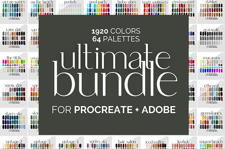 64 Palettes for Procreate and Adobe, a Palette Add-On by Aure Design Co