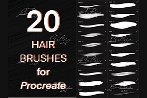 20 Procreate Hair Brushes Set Bonus